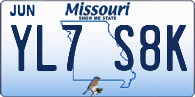 MO license plate YL7S8K