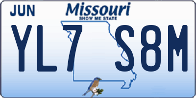 MO license plate YL7S8M