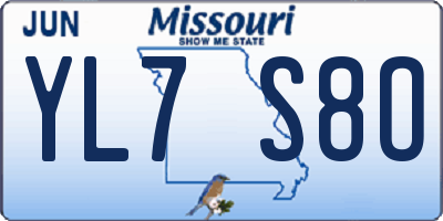 MO license plate YL7S8O