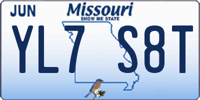MO license plate YL7S8T