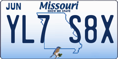 MO license plate YL7S8X