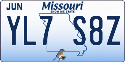MO license plate YL7S8Z
