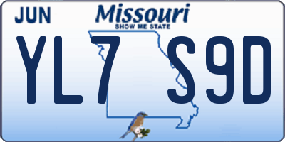 MO license plate YL7S9D