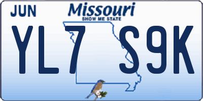 MO license plate YL7S9K
