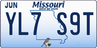 MO license plate YL7S9T