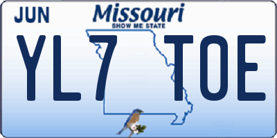 MO license plate YL7T0E