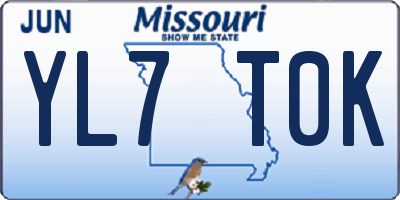 MO license plate YL7T0K