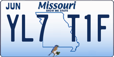 MO license plate YL7T1F
