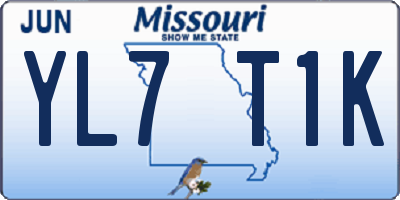 MO license plate YL7T1K