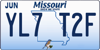 MO license plate YL7T2F