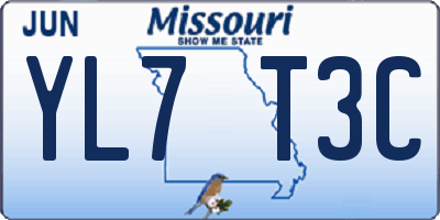 MO license plate YL7T3C