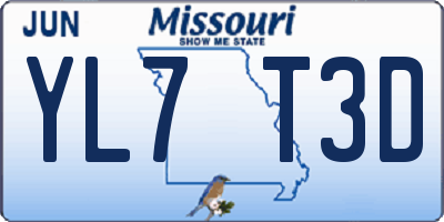 MO license plate YL7T3D