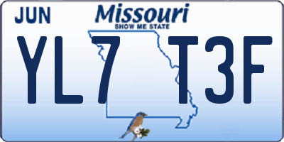 MO license plate YL7T3F