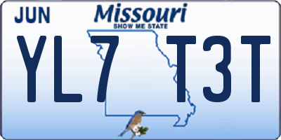 MO license plate YL7T3T