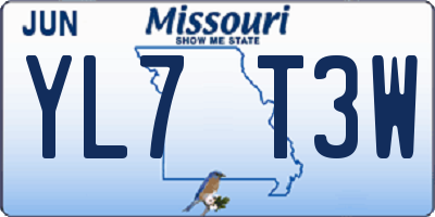 MO license plate YL7T3W