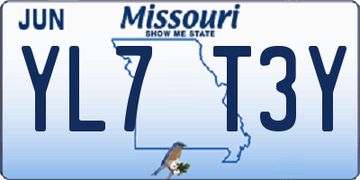 MO license plate YL7T3Y