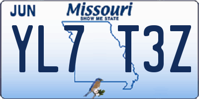 MO license plate YL7T3Z