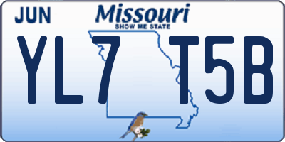 MO license plate YL7T5B