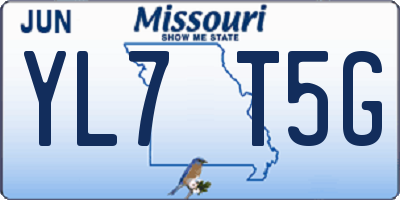 MO license plate YL7T5G
