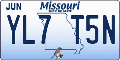 MO license plate YL7T5N