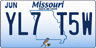 MO license plate YL7T5W