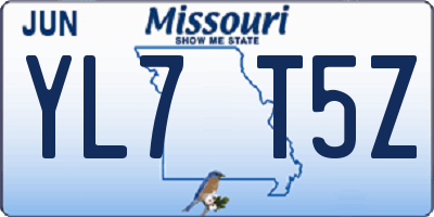 MO license plate YL7T5Z