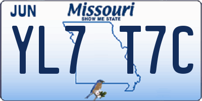 MO license plate YL7T7C