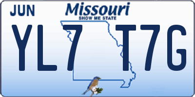 MO license plate YL7T7G