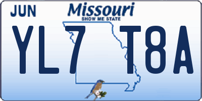 MO license plate YL7T8A