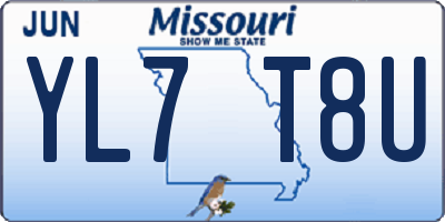 MO license plate YL7T8U