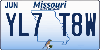 MO license plate YL7T8W