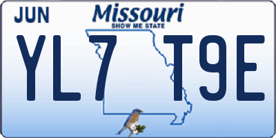 MO license plate YL7T9E