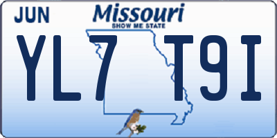 MO license plate YL7T9I