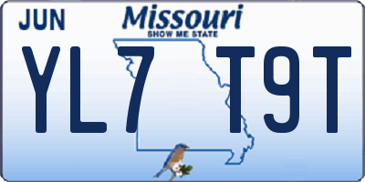 MO license plate YL7T9T