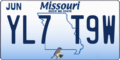 MO license plate YL7T9W