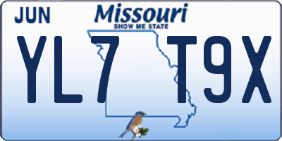 MO license plate YL7T9X