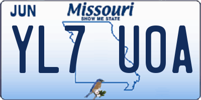 MO license plate YL7U0A
