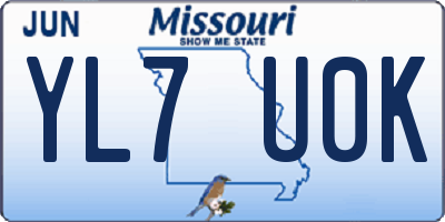 MO license plate YL7U0K