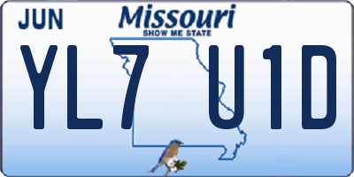 MO license plate YL7U1D