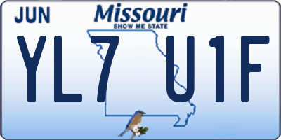 MO license plate YL7U1F