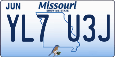 MO license plate YL7U3J