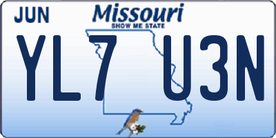 MO license plate YL7U3N