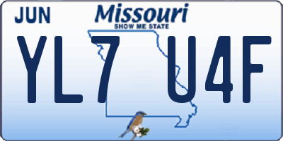 MO license plate YL7U4F