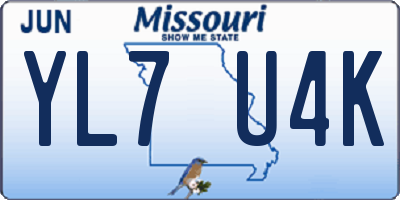 MO license plate YL7U4K