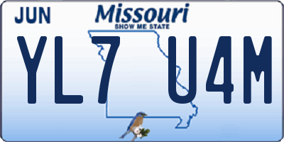 MO license plate YL7U4M