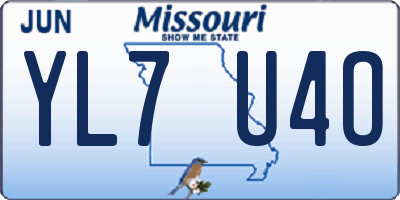 MO license plate YL7U4O
