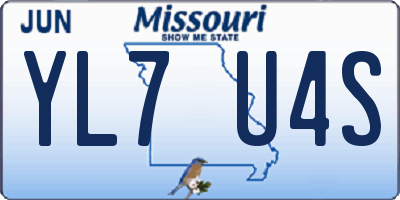 MO license plate YL7U4S