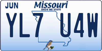 MO license plate YL7U4W