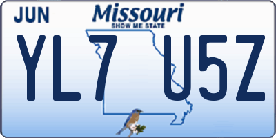 MO license plate YL7U5Z