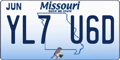 MO license plate YL7U6D